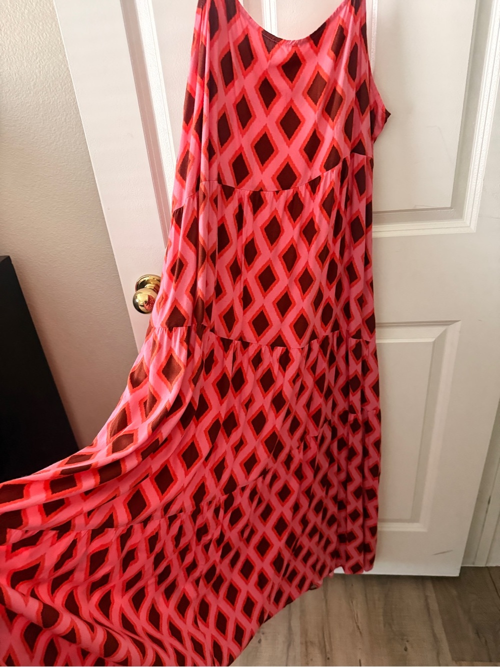 Pink, Brown Maxi Dress - Strap Summer Dress